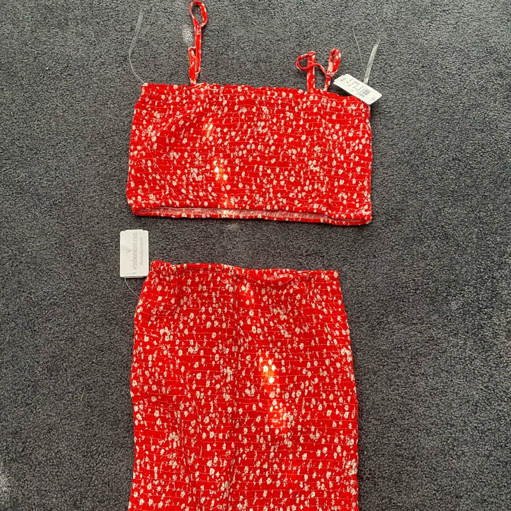 Two piece skirt and crop top set